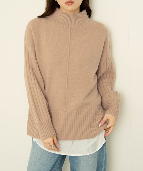 NAVY(ネイビー)の「nAvy もちりハイネックニット(ニット/セーター・レディース・ベージュ/ブルー/オレンジ/ライトグリーン/ブラック・L/M)」の15枚目の写真