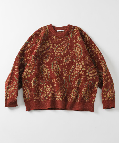FREAK'S STORE(フリークスストア)の「ペイズリー総柄 モール糸 クルーネックニット/リラックスフィット(ニット/セーター・メンズ・オリーブ/ベージュ/ワインレッド・LARGE/MEDIUM)」の19枚目の写真