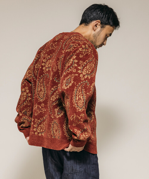 FREAK'S STORE(フリークスストア)の「ペイズリー総柄 モール糸 クルーネックニット/リラックスフィット(ニット/セーター・メンズ・オリーブ/ベージュ/ワインレッド・LARGE/MEDIUM)」の12枚目の写真