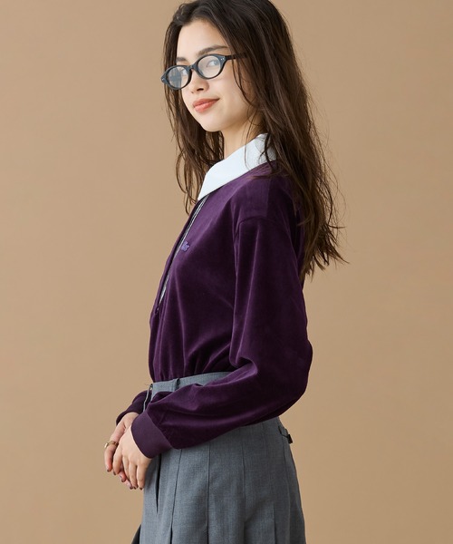 LACOSTE（ラコステ）の「ルーズシルエット サイドスリット ベロアポロシャツ（ポロシャツ・レディース・ダークグリーン/ダークブラウン/ダークブルー・34/38/36/40）」の22枚目の写真