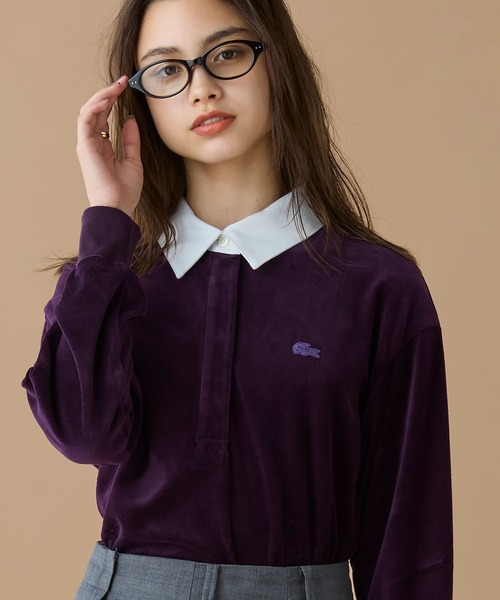LACOSTE（ラコステ）の「ルーズシルエット サイドスリット ベロアポロシャツ（ポロシャツ・レディース・ダークグリーン/ダークブラウン/ダークブルー・34/38/36/40）」の18枚目の写真