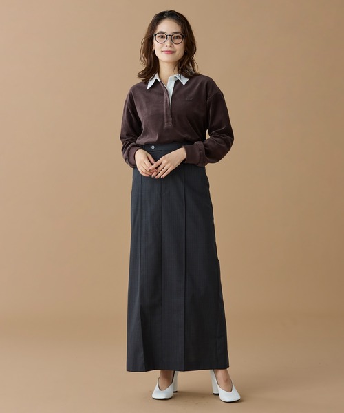 LACOSTE（ラコステ）の「ルーズシルエット サイドスリット ベロアポロシャツ（ポロシャツ・レディース・ダークグリーン/ダークブラウン/ダークブルー・34/38/36/40）」の11枚目の写真