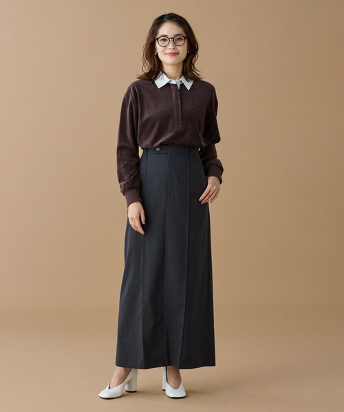 LACOSTE（ラコステ）の「ルーズシルエット サイドスリット ベロアポロシャツ（ポロシャツ・レディース・ダークグリーン/ダークブラウン/ダークブルー・34/38/36/40）」の14枚目の写真