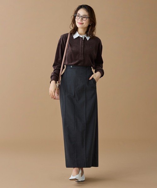 LACOSTE（ラコステ）の「ルーズシルエット サイドスリット ベロアポロシャツ（ポロシャツ・レディース・ダークグリーン/ダークブラウン/ダークブルー・34/38/36/40）」の17枚目の写真