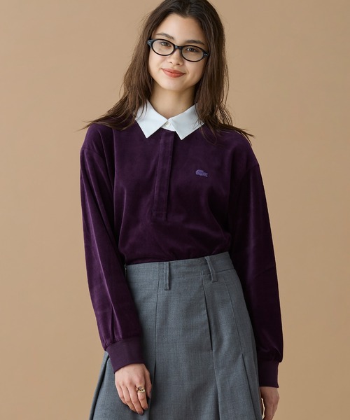 LACOSTE（ラコステ）の「ルーズシルエット サイドスリット ベロアポロシャツ（ポロシャツ・レディース・ダークグリーン/ダークブラウン/ダークブルー・34/38/36/40）」の19枚目の写真