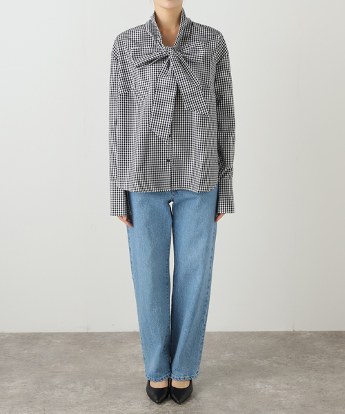 PROVOKE （プロヴォーク）の「PROVOKE/プロヴォーク ギンガムボウタイシャツ PV-030071（シャツ/ブラウス・レディース・ブラック/ブラウン・FREE）」の9枚目の写真