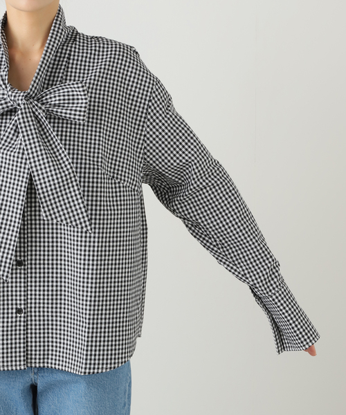 PROVOKE （プロヴォーク）の「PROVOKE/プロヴォーク ギンガムボウタイシャツ PV-030071（シャツ/ブラウス・レディース・ブラック/ブラウン・FREE）」の14枚目の写真