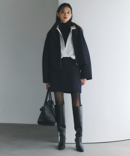 anuans（アニュアンス）の「リバーウールショートコート（ブルゾン・レディース・ホワイト系その他/キャメル/ネイビー・FREE）」の10枚目の写真