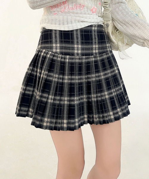 HOOK(フック)の「HOOK for girls チェック柄 プリーツ ミニスカート(スカート・レディース・ブラック/レッド/ネイビー・MEDIUM/SMALL/LARGE)」の1枚目の写真