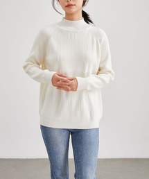 ウールタッチ ハイネック ラグラン ニット プルオーバー