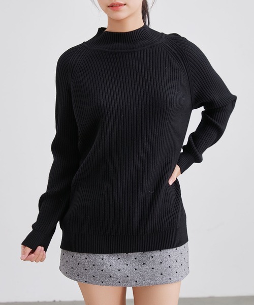 Lace Ladies(レースレディース)の「ウールタッチ ハイネック ラグラン ニット プルオーバー(ニット/セーター・レディース・モカ/アイボリー/ブラック/グレイッシュベージュ・FREE)」の3枚目の写真