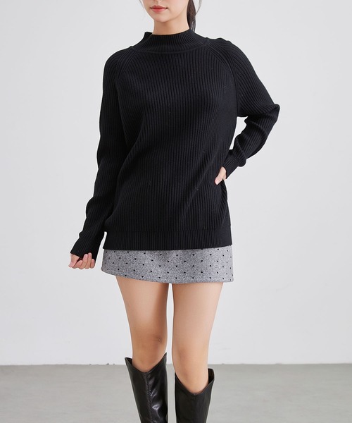 Lace Ladies(レースレディース)の「ウールタッチ ハイネック ラグラン ニット プルオーバー(ニット/セーター・レディース・モカ/アイボリー/ブラック/グレイッシュベージュ・FREE)」の17枚目の写真