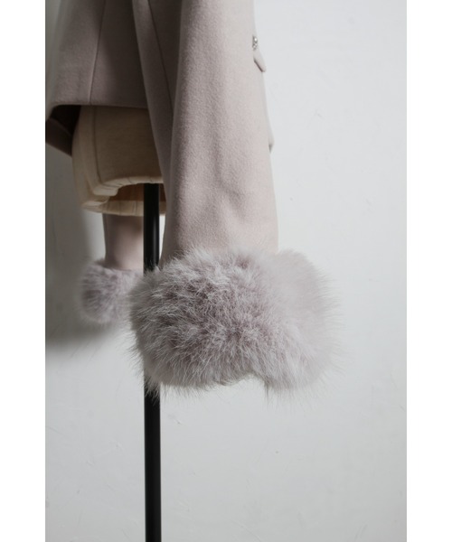 セール】取り外し可能なファー付きビジュー装飾ショートコート