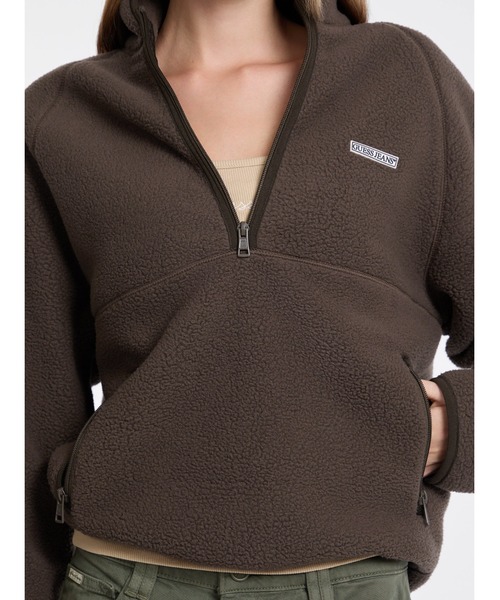 GUESS JEANS Mock Neck Sherpa Jacket ハーフジップ | GUESS(ゲス