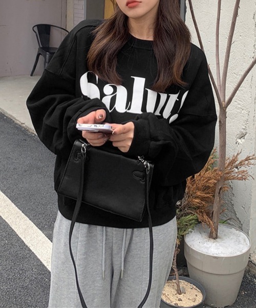 Miniministore（ミニミニストア）の「英字ロゴトレーナー裏起毛スウェット韓国風（スウェット・レディース・グレー/ブラウン/グリーン/ホワイト/ブラック・FREE）」の3枚目の写真