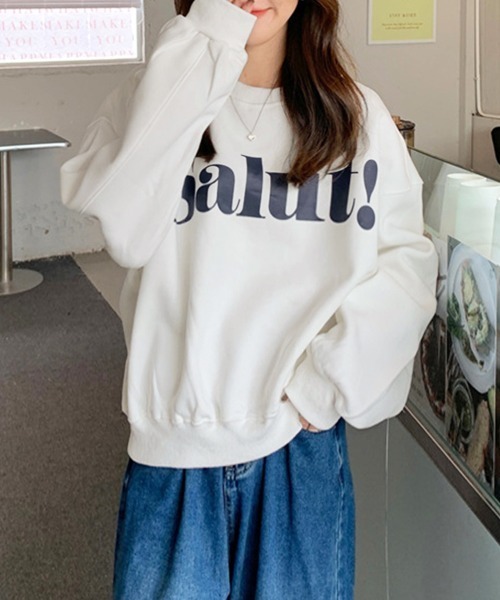 Miniministore（ミニミニストア）の「英字ロゴトレーナー裏起毛スウェット韓国風（スウェット・レディース・グレー/ブラウン/グリーン/ホワイト/ブラック・FREE）」の7枚目の写真