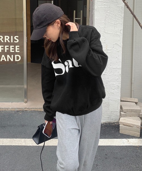 Miniministore（ミニミニストア）の「英字ロゴトレーナー裏起毛スウェット韓国風（スウェット・レディース・グレー/ブラウン/グリーン/ホワイト/ブラック・FREE）」の9枚目の写真