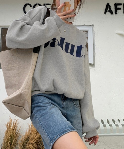 Miniministore（ミニミニストア）の「英字ロゴトレーナー裏起毛スウェット韓国風（スウェット・レディース・グレー/ブラウン/グリーン/ホワイト/ブラック・FREE）」の12枚目の写真