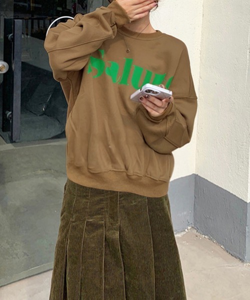 Miniministore（ミニミニストア）の「英字ロゴトレーナー裏起毛スウェット韓国風（スウェット・レディース・グレー/ブラウン/グリーン/ホワイト/ブラック・FREE）」の15枚目の写真