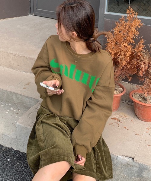 Miniministore（ミニミニストア）の「英字ロゴトレーナー裏起毛スウェット韓国風（スウェット・レディース・グレー/ブラウン/グリーン/ホワイト/ブラック・FREE）」の16枚目の写真