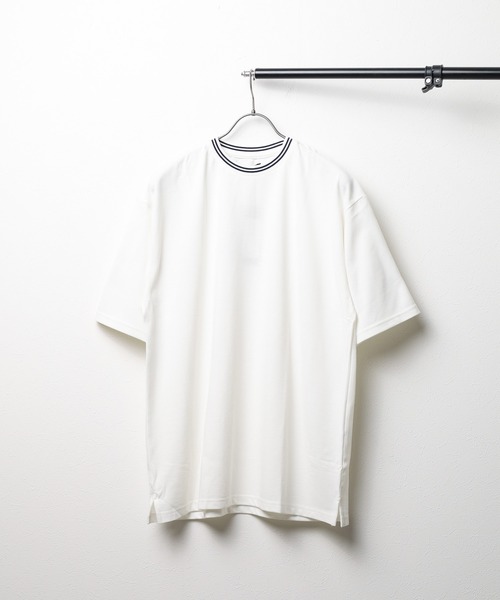 ARCHIVER(アーカイバ)の「【RES】鹿の子ライン入り刺繍クルーTシャツ(Tシャツ/カットソー・メンズ・ネイビー/ピンク/チャコールグレー/ホワイト・MEDIUM/LARGE)」の1枚目の写真