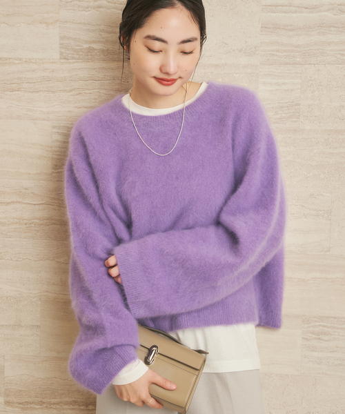 plage（プラージュ）の「《一部カラー六本木店・WEB限定》Fur Essential ニット（ニット/セーター・レディース・ブラック/グレー系その他/チャコールグレー/ラベンダー・FREE）」の4枚目の写真