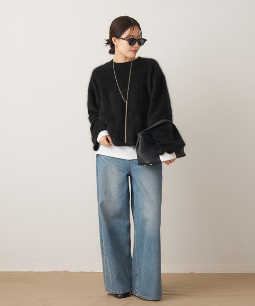 plage（プラージュ）の「《一部カラー六本木店・WEB限定》Fur Essential ニット（ニット/セーター・レディース・ブラック/グレー系その他/チャコールグレー/ラベンダー・FREE）」の7枚目の写真