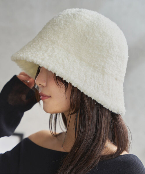 KOBE LETTUCE（コウベレタス）の「ボアバケットハット（ハット・レディース・ブラック/キャメル/アイボリー・FREE）」の2枚目の写真