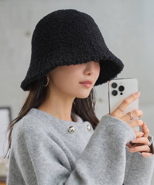 KOBE LETTUCE（コウベレタス）の「ボアバケットハット（ハット・レディース・ブラック/キャメル/アイボリー・FREE）」の5枚目の写真