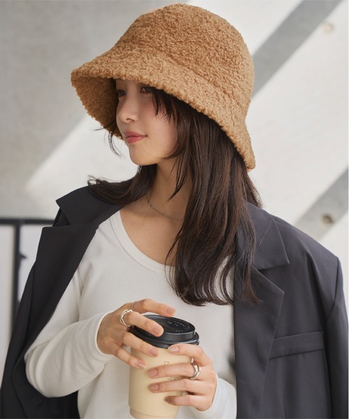 KOBE LETTUCE（コウベレタス）の「ボアバケットハット（ハット・レディース・ブラック/キャメル/アイボリー・FREE）」の8枚目の写真