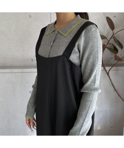 amini（アミニ）の「配色リブニットポロ衿カーディガン（Tシャツ/カットソー・レディース・アイボリー/ブラック/グレー・MEDIUM）」の17枚目の写真