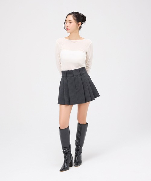 EIMY ISTOIRE(エイミーイストワール)の「ボックスプリーツミニスカート(スカート・レディース・グレー/ネイビー・36/38)」の6枚目の写真