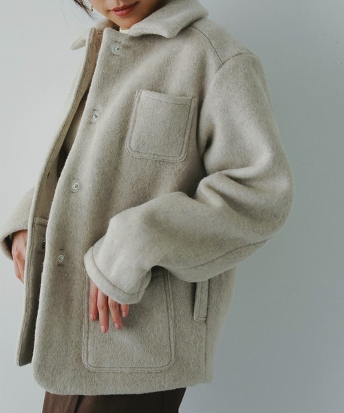 AJUGA.（アジュガ）の「ウールショートジャケット（ブルゾン・レディース・ブラック/アイボリー・FREE）」の2枚目の写真