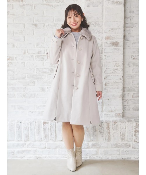今季ROSSOフェイクファーコート グレー マジェスティックレゴン MAJESTIC LEGON フード付マルチwayフェイク