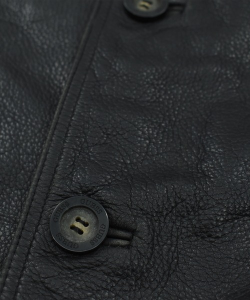 Guess(ゲス)の「【USED】GUESS カーコート レザージャケット(ライダースジャケット・メンズ・ブラック・LARGE)」の2枚目の写真