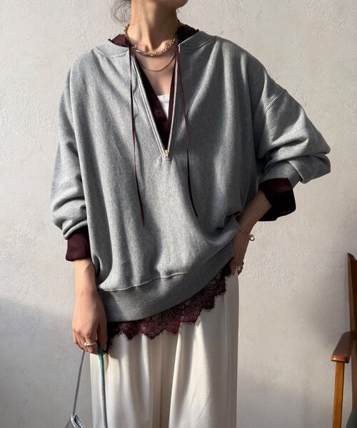 DouDou(ドゥドゥ)の「レース切替チュニック(シャツ/ブラウス・レディース・ボルドー/ブラック/オフホワイト・FREE)」の13枚目の写真