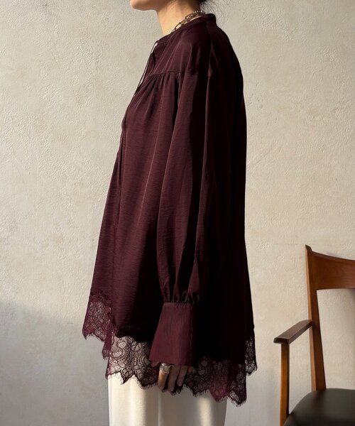 DouDou(ドゥドゥ)の「レース切替チュニック(シャツ/ブラウス・レディース・ボルドー/ブラック/オフホワイト・FREE)」の18枚目の写真