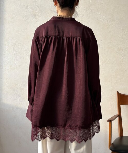 DouDou(ドゥドゥ)の「レース切替チュニック(シャツ/ブラウス・レディース・ボルドー/ブラック/オフホワイト・FREE)」の19枚目の写真
