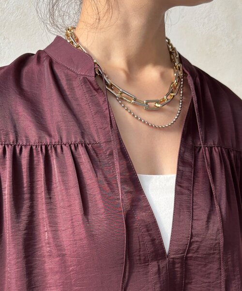 DouDou(ドゥドゥ)の「レース切替チュニック(シャツ/ブラウス・レディース・ボルドー/ブラック/オフホワイト・FREE)」の20枚目の写真