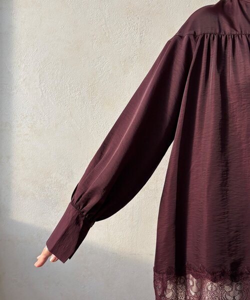 DouDou(ドゥドゥ)の「レース切替チュニック(シャツ/ブラウス・レディース・ボルドー/ブラック/オフホワイト・FREE)」の22枚目の写真