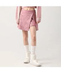 Suede Chic Slit Mini Skirt PINK