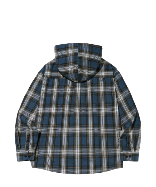 F.ILLUMINATE(フィルミネイト)の「クロスチェックフードシャツ-ネイビー(シャツ/ブラウス・レディース・その他・SMALL/MEDIUM/LARGE)」の2枚目の写真