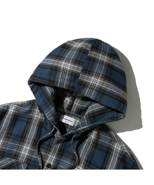 F.ILLUMINATE(フィルミネイト)の「クロスチェックフードシャツ-ネイビー(シャツ/ブラウス・レディース・その他・SMALL/MEDIUM/LARGE)」の7枚目の写真