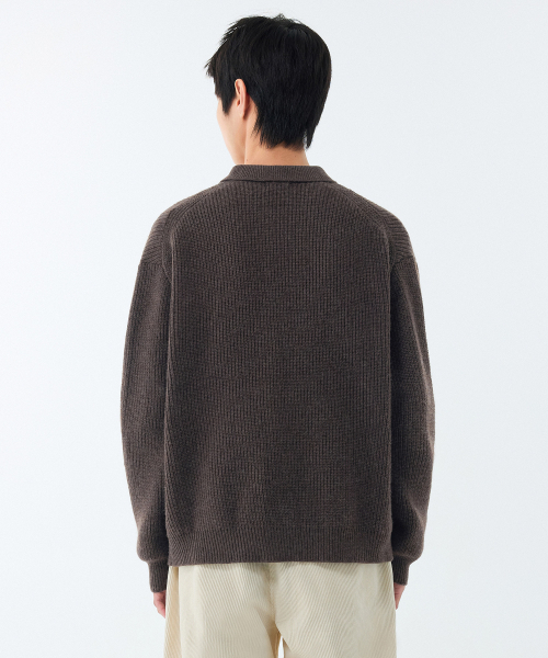 MUSINSA STANDARD（ムシンサスタンダード）の「オーバーサイズリブカラーガーディガン[ヘッダーブラウン]（カーディガン/ボレロ・メンズ・その他・SMALL/MEDIUM/LARGE/X-LARGE/XX-LARGE）」の3枚目の写真