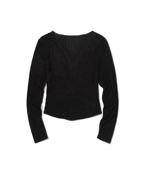 MOAA(モア)の「Shirred Collar Rib Top (BLACK)(カーディガン/ボレロ・レディース・その他・SMALL/MEDIUM)」の3枚目の写真