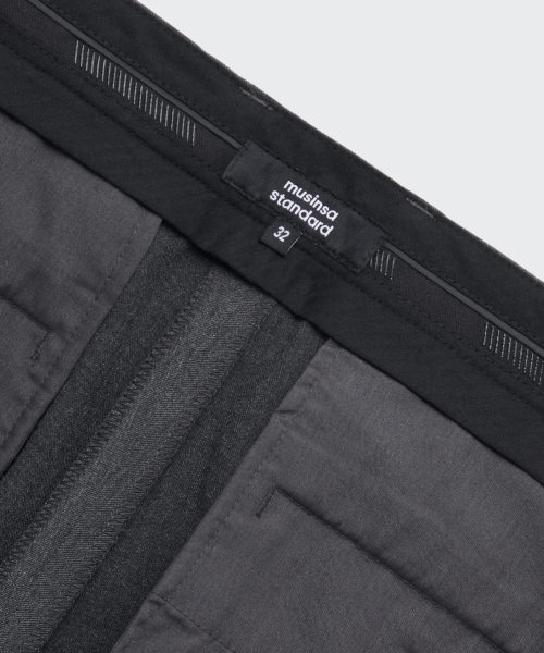 MUSINSA STANDARD（ムシンサスタンダード）の「テーパード隠しバンディングクロップドスラックス[ミディアムグレー]（スラックス・メンズ・その他・40/31/33/26/27/28/29/38/42/36/34/32/30）」の4枚目の写真