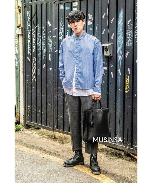 MUSINSA STANDARD（ムシンサスタンダード）の「テーパード隠しバンディングクロップドスラックス[ミディアムグレー]（スラックス・メンズ・その他・40/31/33/26/27/28/29/38/42/36/34/32/30）」の14枚目の写真