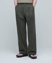 コットンリネンツータックワイドパンツ【カーキ】