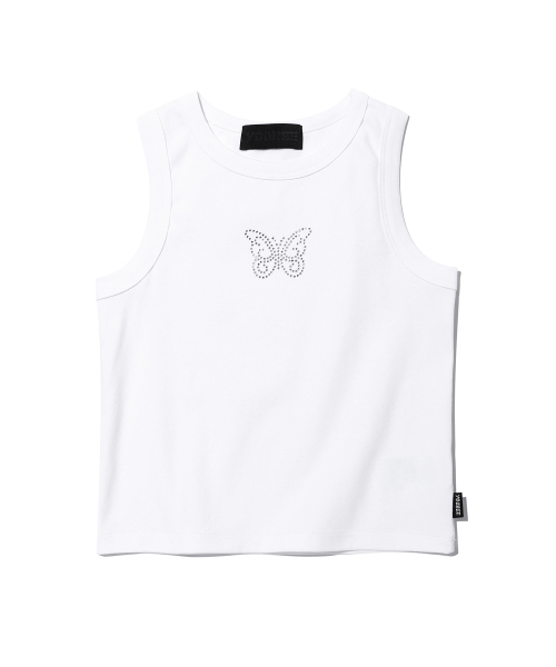 YOUHEE(ユヒ)の「BUTTERFLY HOTFIX SLEEVELESS WHITE(Tシャツ/カットソー・レディース・その他・FREE)」の2枚目の写真