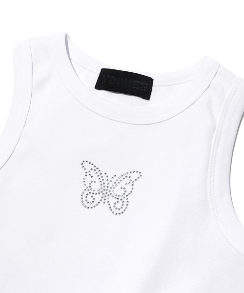 YOUHEE(ユヒ)の「BUTTERFLY HOTFIX SLEEVELESS WHITE(Tシャツ/カットソー・レディース・その他・FREE)」の4枚目の写真